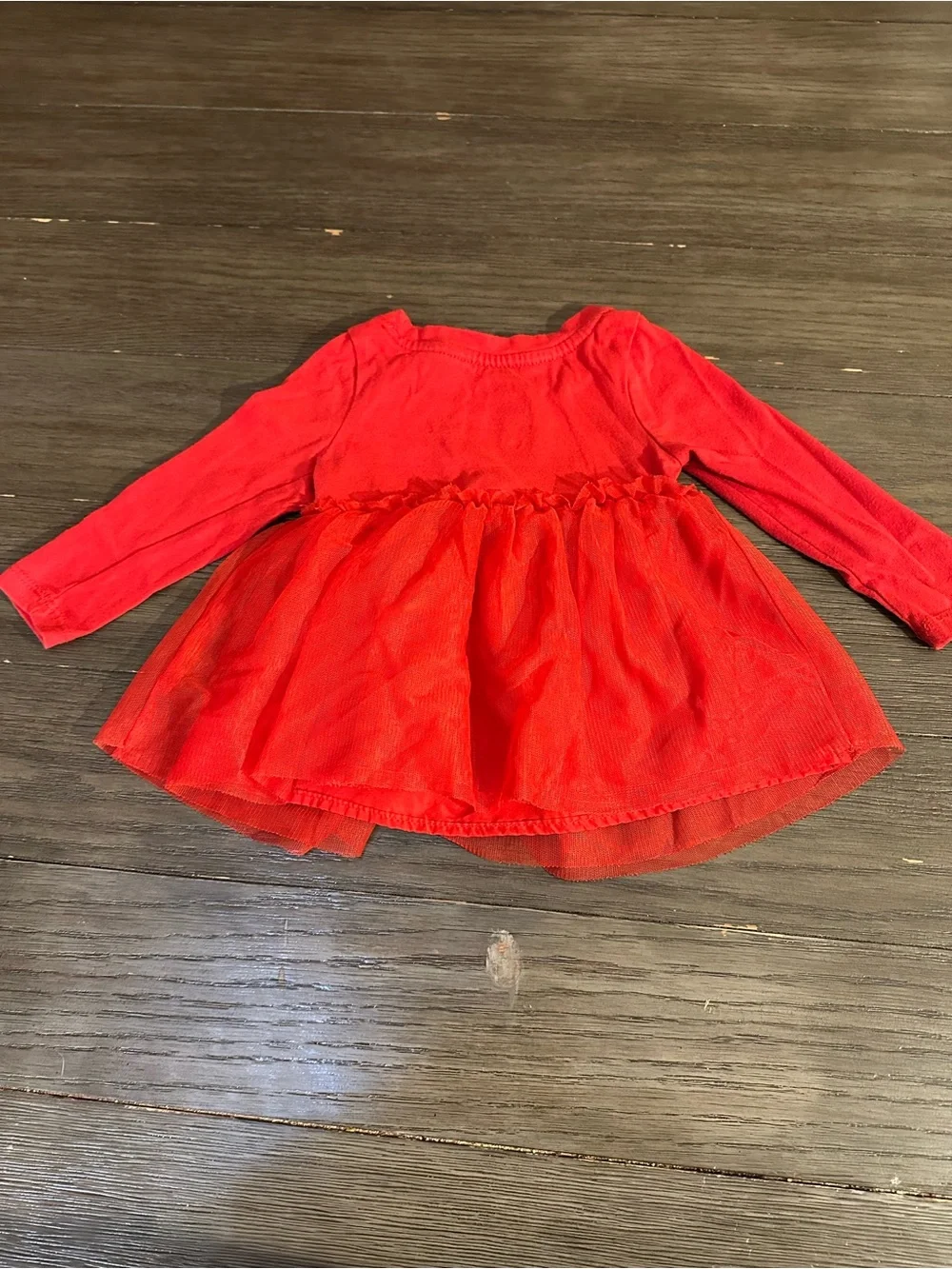 18mth Girls Red Long-Sleeve Tulle Skirt Dress
